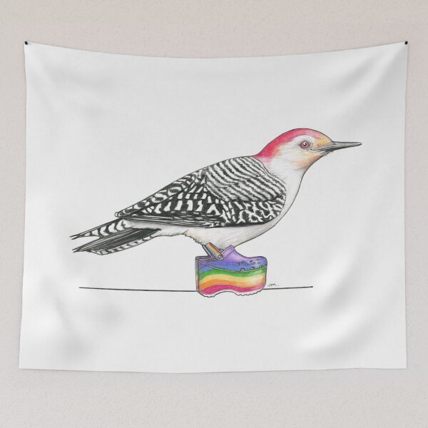 Item preview, Red-bellied Woodpecker in Rainbow Platform Crocs designed and sold by JimsBirds.