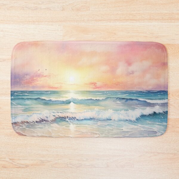 Item preview, Whimsical Pastel Watercolour Beach Sunset designed and sold by Amberjays.