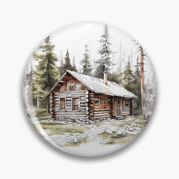 Item preview, Simple Log Cabin In The Woods Sketch designed and sold by Amberjays.