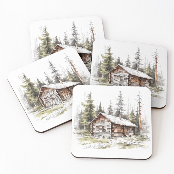 Item preview, Simple Log Cabin In The Woods Sketch designed and sold by Amberjays.