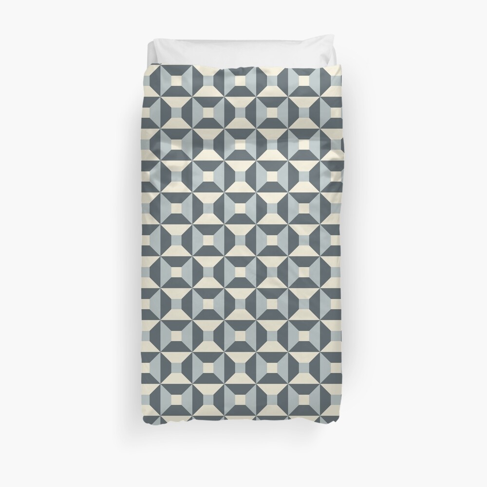Geometric Pattern: Square Check: Steel Duvet Cover