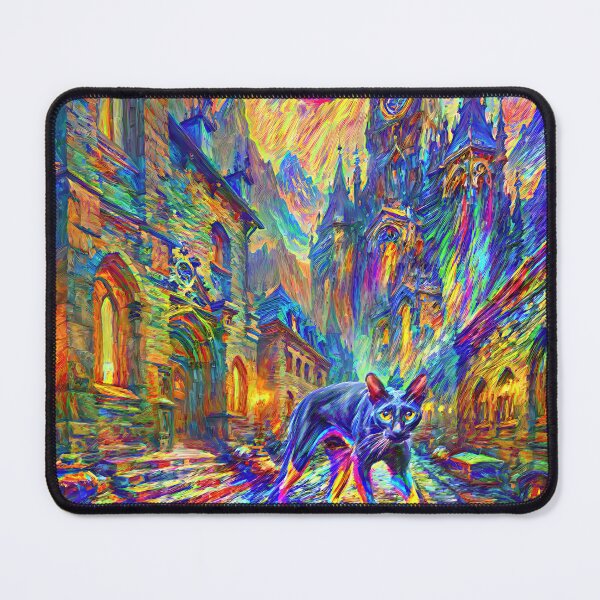 Item preview, Abstraction of castle and cat. DeepDream center designed and sold by blackhalt.