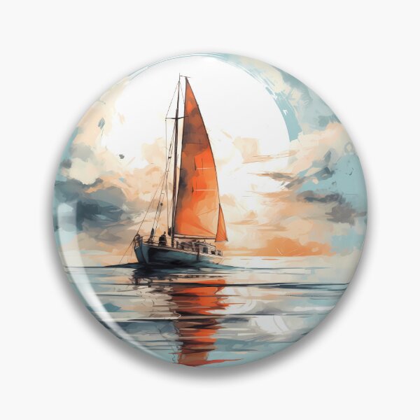 Artikelvorschau, Segelboot mit neblig umhülltem Mond entworfen und verkauft von Amberjays.