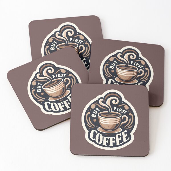 Artikelvorschau, „Aber zuerst Kaffee“ Vintage-Tassendesign entworfen und verkauft von AmvaDesigns.
