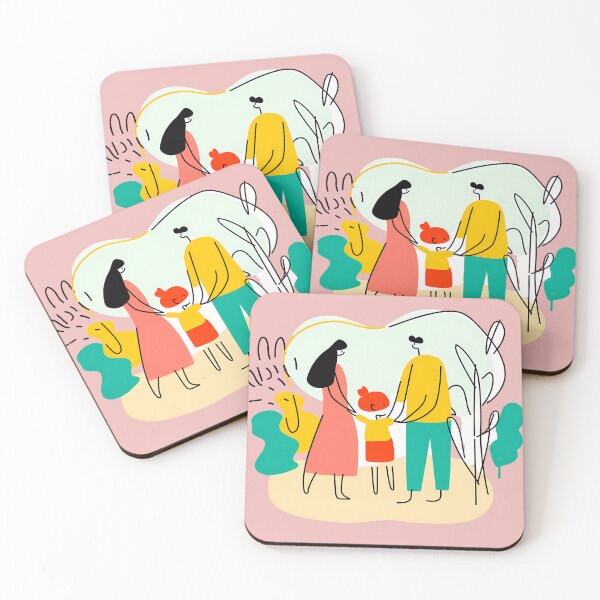 Item preview, Happy family in park with line drawing designed and sold by mando24895.