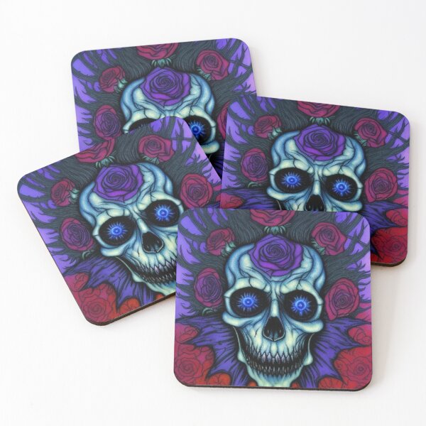 Item preview, Abstract Gothic Blue Psycho Skull Roses designed and sold by TheDarkWardrobe.