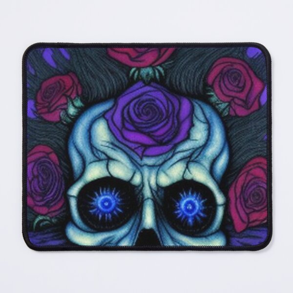 Item preview, Abstract Gothic Blue Psycho Skull Roses designed and sold by TheDarkWardrobe.