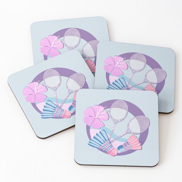 Item preview, Tropical badminton badge - pastel purple and pink designed and sold by Home Cyn Home.