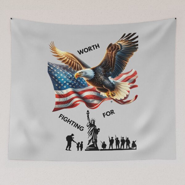 Item preview, Eagle Soars with Flag: Bravery Embodied designed and sold by ValorVerse.