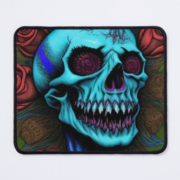 Item preview,  Abstract Gothic Blue Psycho Skull Roses designed and sold by TheDarkWardrobe.