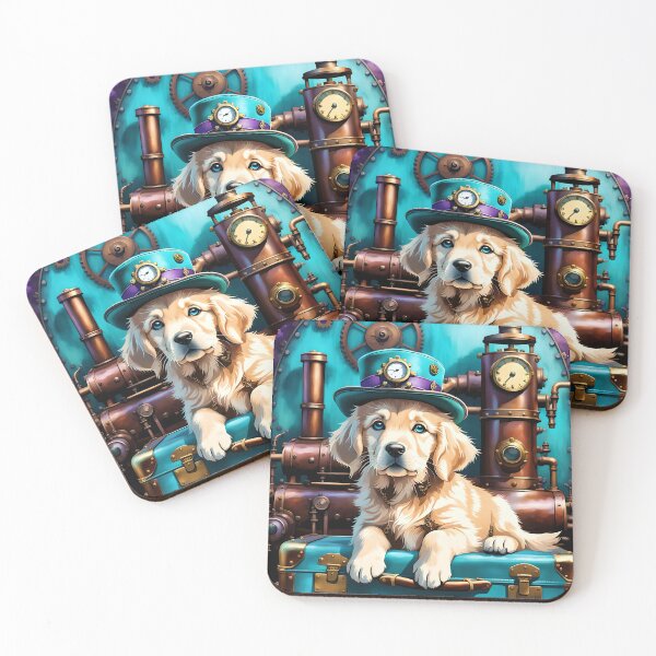 Item preview, Steampunk Golden Retriever Puppy designed and sold by Magnetic.