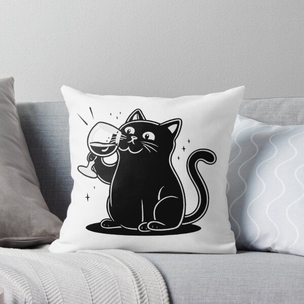 Item preview, Black Cat Drinking Wine designed and sold by Timegraf.