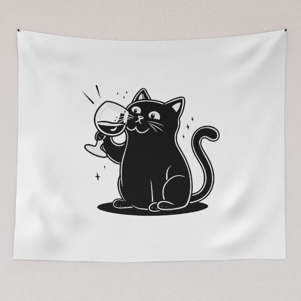 Item preview, Black Cat Drinking Wine designed and sold by Timegraf.