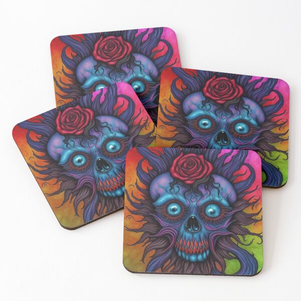Item preview, Abstract Gothic Blue Psycho Skull Roses designed and sold by TheDarkWardrobe.