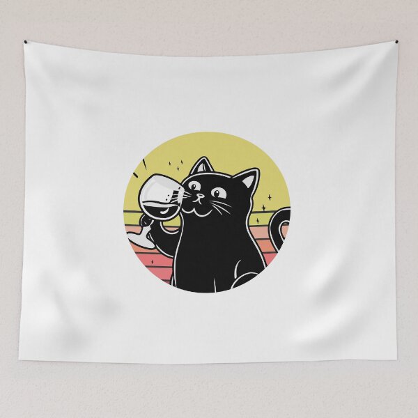 Item preview, Black Cat Drinking Wine designed and sold by Timegraf.
