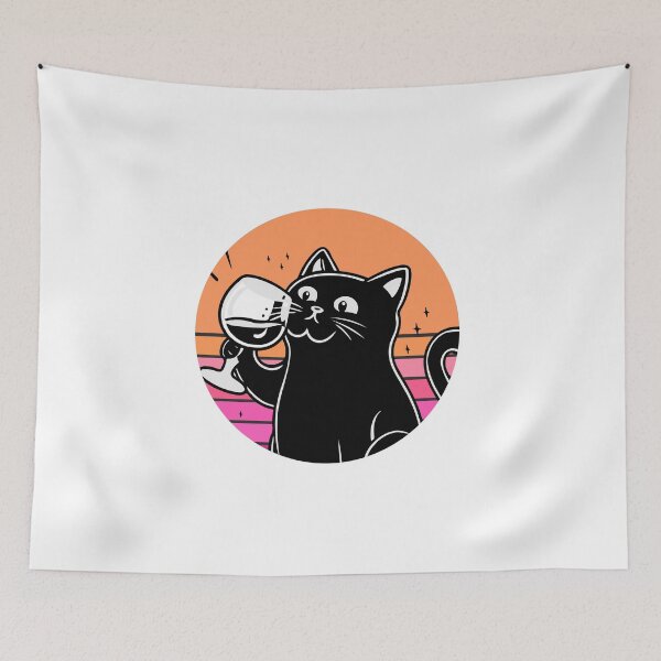 Item preview, Black Cat Drinking Wine designed and sold by Timegraf.