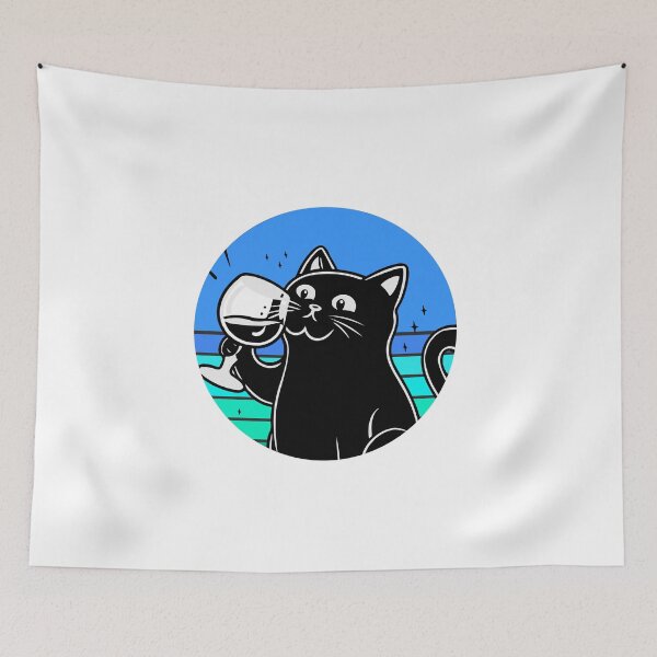 Item preview, Black Cat Drinking Wine designed and sold by Timegraf.