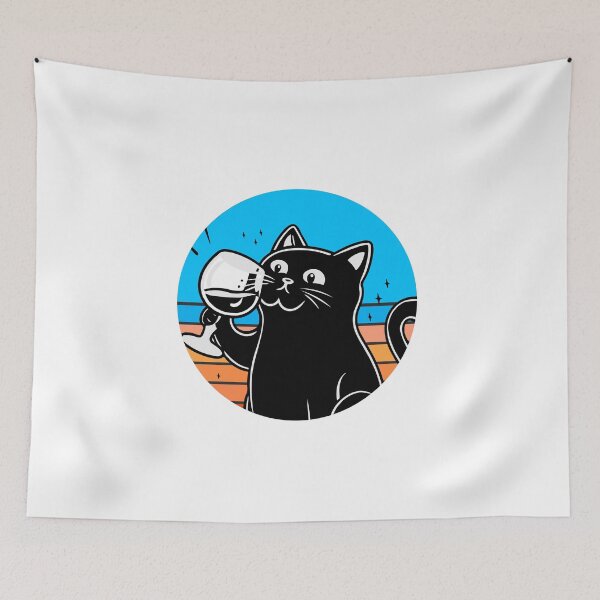 Item preview, Black Cat Drinking Wine designed and sold by Timegraf.