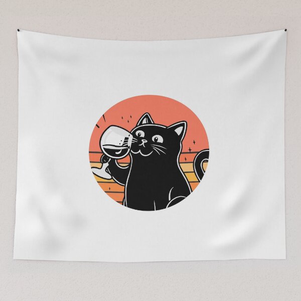 Item preview, Black Cat Drinking Wine designed and sold by Timegraf.