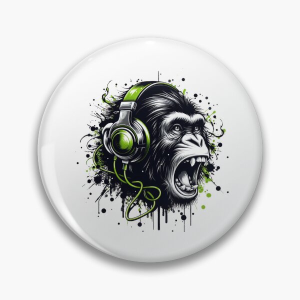 Item preview, Graffiti splash monkey head with green headphones designed and sold by danny-Dsign.