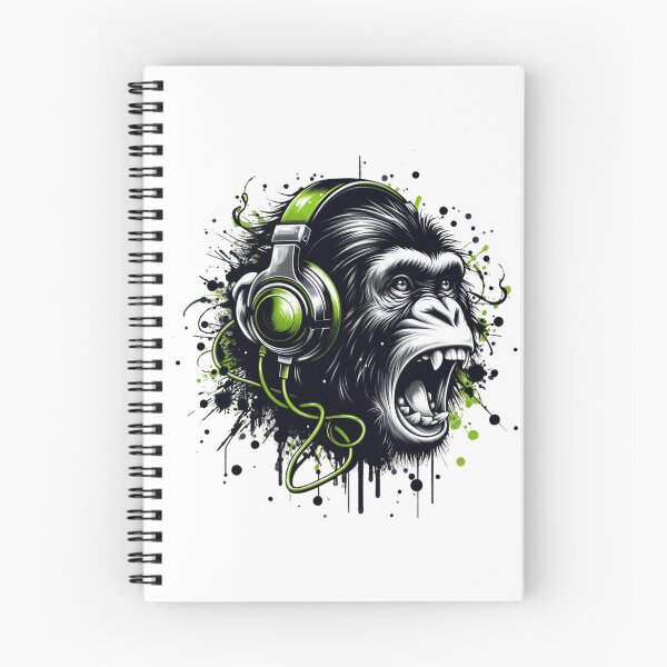 Item preview, Graffiti splash monkey head with green headphones designed and sold by danny-Dsign.