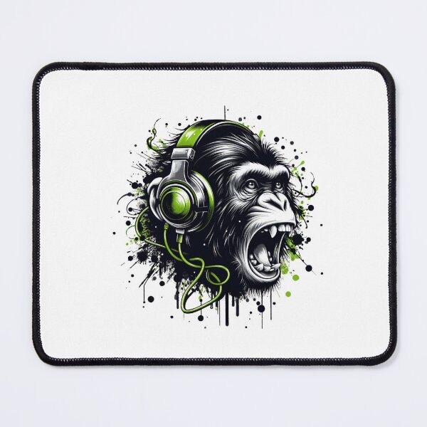 Item preview, Graffiti splash monkey head with green headphones designed and sold by danny-Dsign.