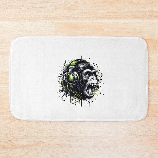 Item preview, Graffiti splash monkey head with green headphones designed and sold by danny-Dsign.