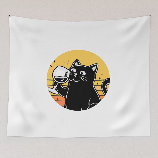 Item preview, Black Cat Drinking Wine designed and sold by Timegraf.