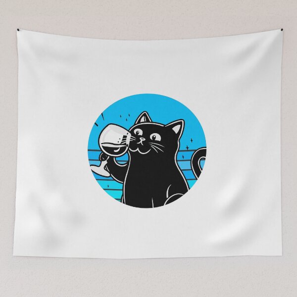 Item preview, Black Cat Drinking Wine designed and sold by Timegraf.