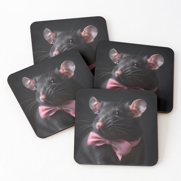 Item preview, “Onyx” Luxe Black Rat Mouse with Pink Bow designed and sold by sweetselkie.