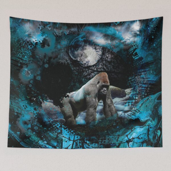 Aperçu de l'œuvre Forêt de gorille et de lune bleue créée et vendue par Wild Style.