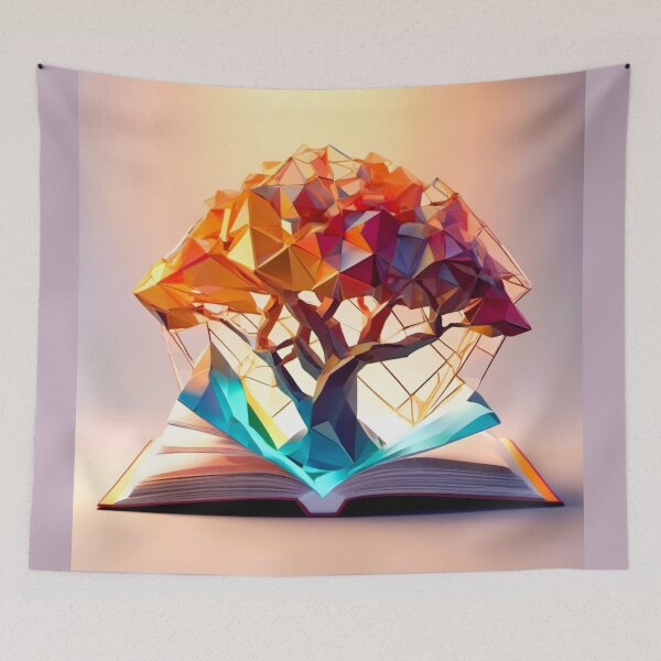Item preview, fantasy book with tree on blue base designed and sold by janjacbu.