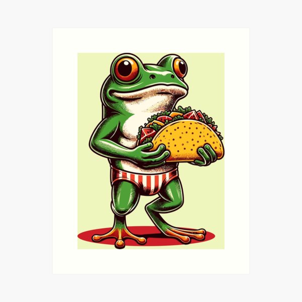 Item preview, Frog carrying a taco designed and sold by ArtBoyss.