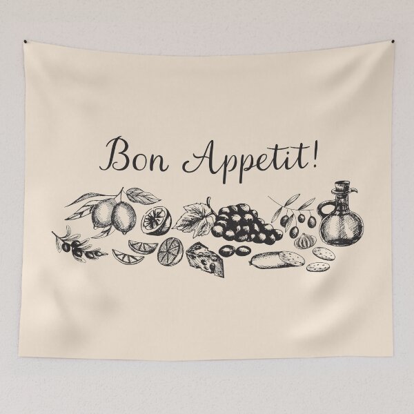 Item preview, Food and Fruit Sketches Bon Appetit Quote designed and sold by Nature Hues.