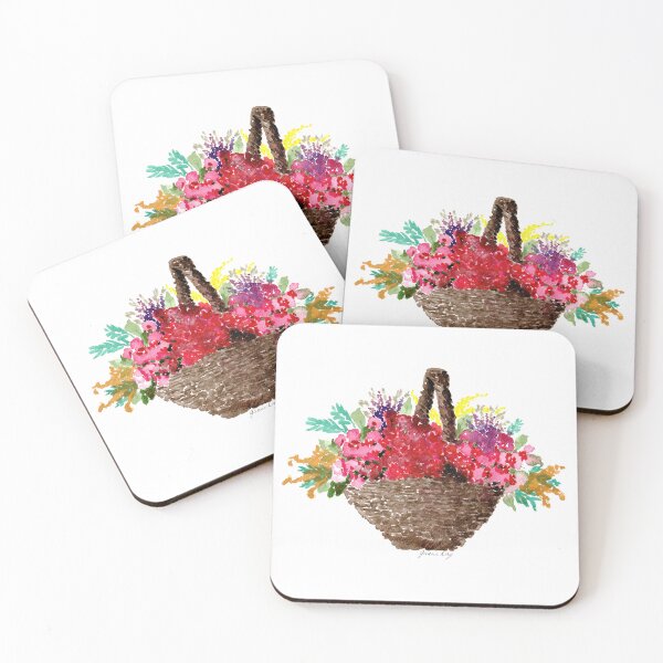 Item preview, Basket full of Flowers Watercolour Painting designed and sold by Jaana Day.