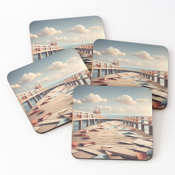 Item preview, Origami Art - Seaside Serenity: The Pier's Tranquil Embrace designed and sold by ArtfulFolds.