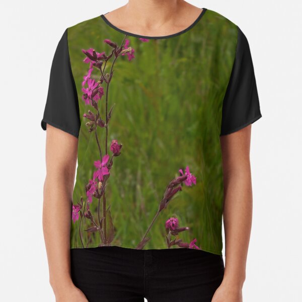 Red Campion in Burntollet Woods Chiffon Top