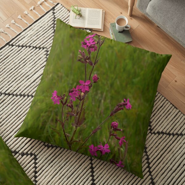 Red Campion in Burntollet Woods Floor Pillow