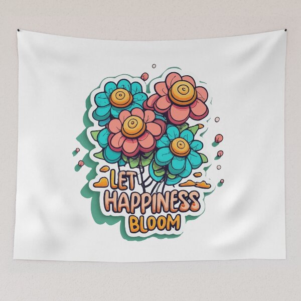 Item preview, Let Happiness Bloom Balloon Flowers Cartoon Art designed and sold by NiftyWrx.
