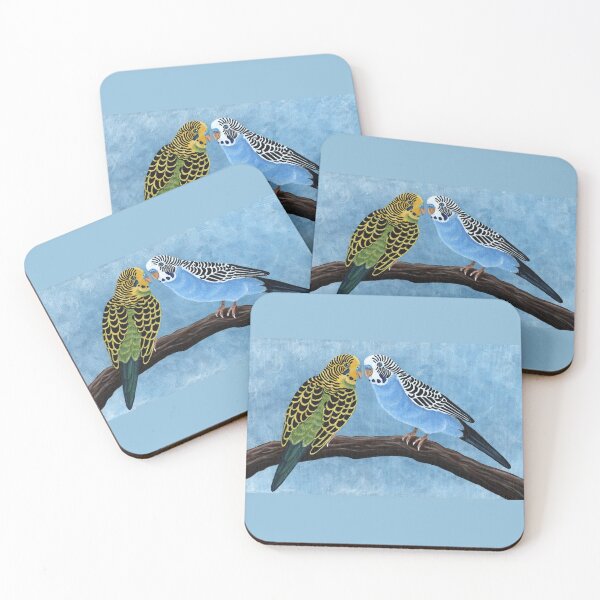 Item preview, Two Budgies on a Branch designed and sold by WolfySilver.