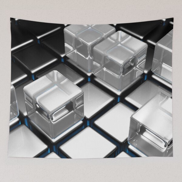 Item preview, Glass cubes on black cubed surface - 3D rendering designed and sold by carlotoffolo.