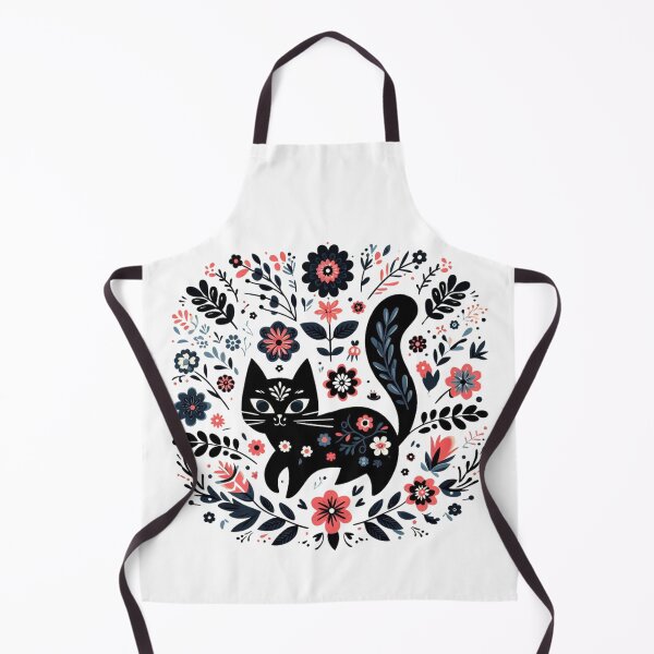 Item preview, Black cat with flowers designed and sold by CatherineLievre.