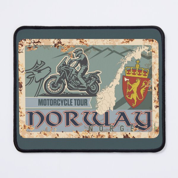 Item preview, Norway Motorcycle Tour Scandinavia Motorcycle Sticker T-Shirt 01 designed and sold by OuterShellUK.