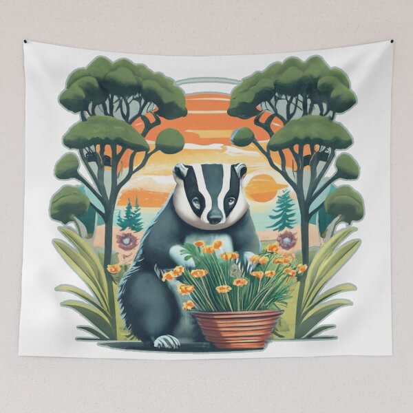 Item preview, Badger with flowers designed and sold by jnsmerchstore.