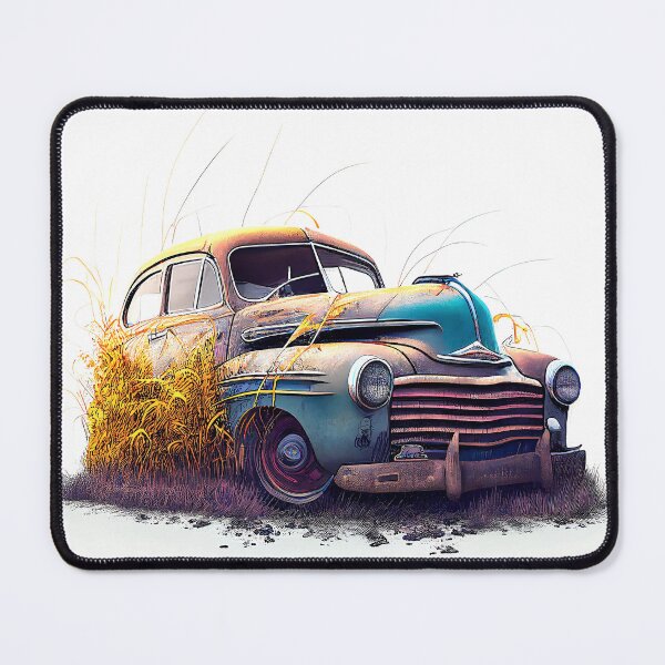 Item preview, Abandoned, rusty retro car in a field designed and sold by evk-art.