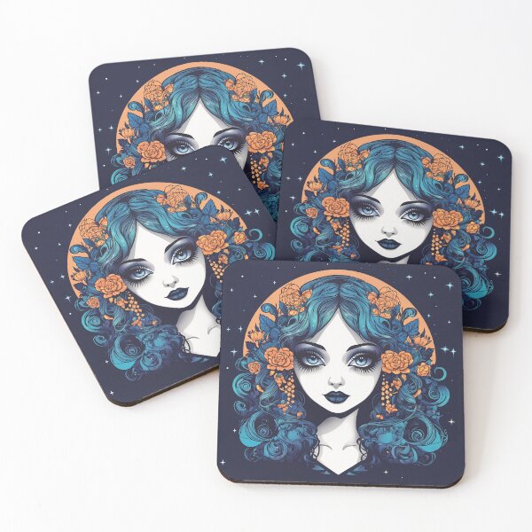 Item preview, Portrait Midnight Bloom: Mystical Woman Lunar Cosmic Florals designed and sold by MidnightChiffon.