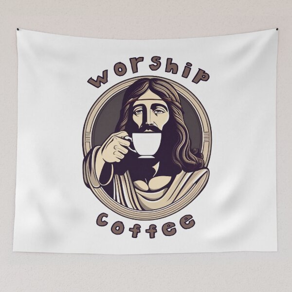 Item preview, Worship Coffee Chill Retro Jesus Caffeine Lover designed and sold by DreamCraze.
