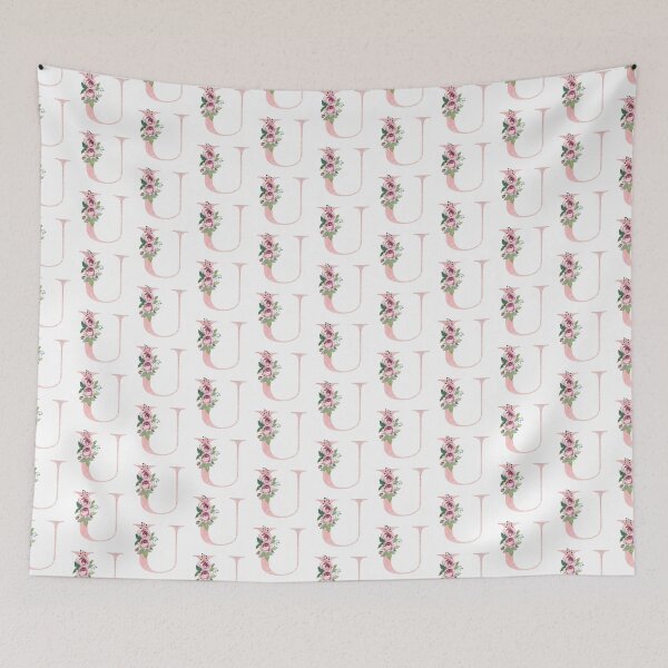 Item preview, Letter U with watercolor pink roses.  designed and sold by tapilipa.