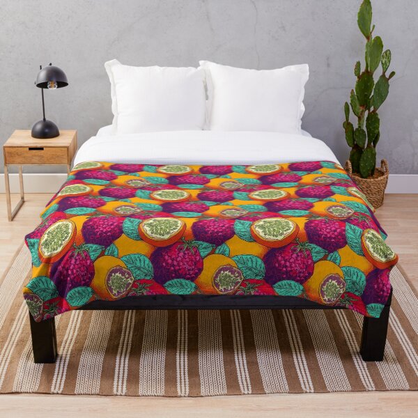 Aperçu de l'œuvre Fruit de la passion dans un style pop art. Motif multicolore de fruits. Pop art juteux et lumineux avec des fruits de la passion. créée et vendue par SculpterioShop.