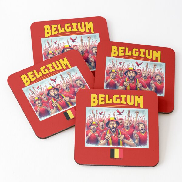 Artikelvorschau, Belgien-Fans Euro24, Wurst auf einer Gabel. entworfen und verkauft von Get-Forked.